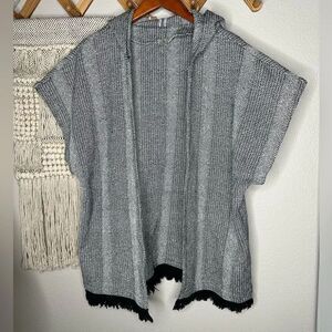 Urban Outfitters Ecote Black & Grey Fringe Open Front Kimono